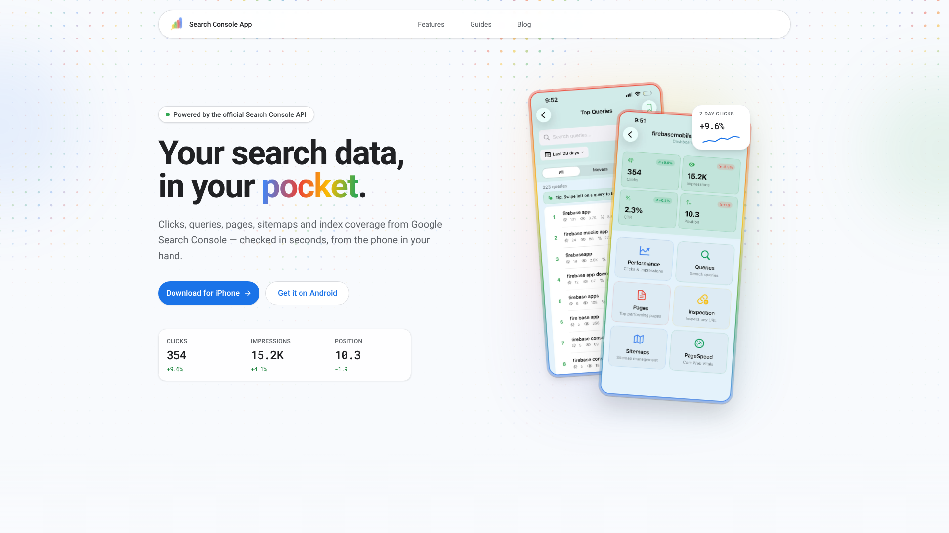 Screenshot of Google Search Console homepage
